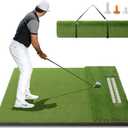 RELILAC 5x4ft Golf Mat with Ball Tray, 26/31mm Thickened Golf Hitting Mats for Backyard, Driving Range, Indoor & Outdoor Practice, Turf Matt with 3 Tees for Chipping Swing Driving Training