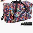 22" Foldable Large Travel Duffel Duffle Bag Sports Gym Tote Bag For Women Overnight Carryon Weekend Bag Shoulder Bag Water Resistant