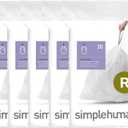 simplehuman Code R 100 Count, Dispenser Pack Custom Fit Liners, Drawstring Trash Bags, 10 Liter / 2.6 Gallon, White