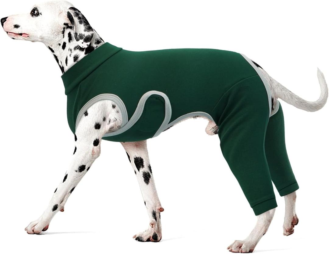 Kuoser Dog Surgery Recovery Suit, Professional Dog Surgical Suit for Back Legs, Soft Dogs Recovery Sleeve to Prevent Licking Biting Wounds, Dogs Onesie After Surgery Elbow Protector, Green L