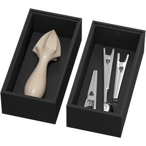 Bamboo Drawer Organizer, Small Silverware for Kitchen Drawer, Stackable Utensil Organizer, 2 Pcs Flatware Organizer, Wooden Storage Box Tray (Black, 6 X 3 X 2 Inch)