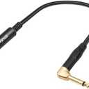 Devinal Right Angle 1/4 Inch TS Male to 1/4 Inch TS Female Cable, 6.35mm Mono Connector Patch Extension Adapter Best for V Shape Guitar 1 FT
