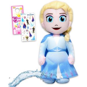 Disney Elsa Plush Bath Toy Set - Bundle with 16" Frozen Plushie, Stickers, More | Disney Bathtub & Shower Toy Pack for Kids