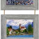 Rexllon 5x7 Picture Frame, Wall Hanging Picture Frames Collage with 3 Opening Frames, Picture Frames Collage Wall Decor Rustic Grey