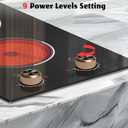 2 Burner Electric Cooktop, Built-in & Countertop Electric Stovetop 12 Inch, Ceramic Cook Top with Knob Control, 9 Power Levels Setting, Over-Temperature Protection, 110V - 120V Plug in