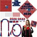 Dunzoom 48 Pcs Spider DIY Graduation Ribbon Lei and Cap Decoration Kit 62.2'' Double Braided Money Lei Glitter Grad Cap Topper Sticker Accessories for DIY Class of 2026 Party Supplies
