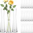 Hewory Glass Bud Vases for Centerpieces Set of 18, Handmade Modern Clear Small Skinny Decorative Single Flower Vase, Minimalist Slim Floral Vase for Home Wedding Party Events Table Decor, 9.64"