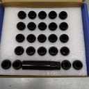 24pcs M14x1.5 Spline Lug Nuts - Compatible with Chevrolet Tahoe/Suburban/Silverado, GMC Yukon/Sierra 1500, Ford Expedition, One-Piece Design Factory Wheel Lug Nut Set with Socket Key (Black)