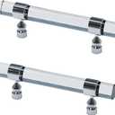 TAOEIFUOR Kitchen Cabinet Door Handles for Cupboard Wardrobe Closet Dress Drawer Pulls (Acrylic-10PACK, Clear+Chrome, Hole Center:3 Inch / 76MM)