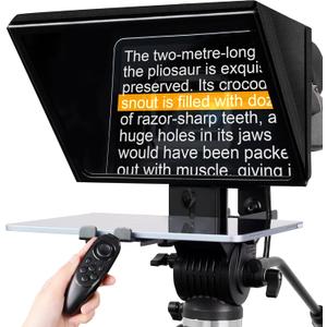 ILOKNZI i2/12-inch All-Metal Liftable teleprompter with Remote Control and Free App for Camera, with Tempered Optical Glass, for Studio Production Video