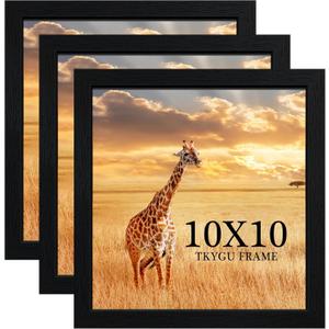 10 x10 Picture Frame Set of 3, Black Wooden Frame 10 x10 Square Wall Gallery Poster Photo frame with Horizontal and Vertical Formats for Wall Hanging best gift