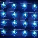 Baquler 2 Strings Hanukkah String Lights, 20 Feet 40 LED Battery Operated Star of David String Lights Indoor Chanukah Decoration for Christmas Menorah Jewish Passover Rosh Hashana Party Decor(Star)