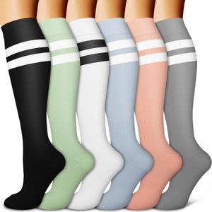 Copper Compression Socks for Women & Men (6 pairs) - Best Support for Nurses, Running, Hiking, Recovery L/XL