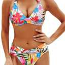 Yonique Women Two Piece Bathing Suits Push Up Bikini Set Halter Swimsuit Vintage Swimwear M