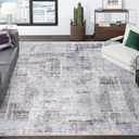 Eleisa Modern Abstract 5x7 Area Rug for Living Room, Purple & Grey, Non-Slip Stain Resistant Washable Rug, Abstract Vintage Home Decor Carpet for Bedroom, Kitchen, Dining Room