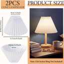 Teenyyou Small Lamp Shades Set of 2, White Pleated Lampshades, 3.1" Top x 8.5" Bottom x 5.1"high for E26/e27, Spider Replacement Shades for Vanity Light, Bedroom, Easy Install