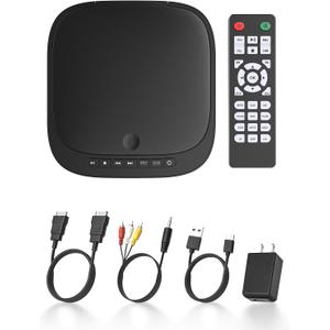 Mini DVD Player with HDMI, Small DVD Player That Plays All Regions and Formats, DVD CD Players for TV Support 1080P Video, AV Output, USB/TF Card Input, Remote Control (116 BLACK)