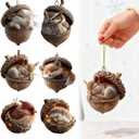 6Pcs Enchanted Forest Animal Ornament Set, Whimsical Acorn & Pine Cone Figurines for Christmas Tree, Cozy Woodland Theme 2D Acrylic Decor for Home, Gift for Nature Lovers