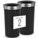 Simpli-Magic 16 Gallon (60L) Open Top Trash Can  Round Commercial Trash Can  Smudge-Resistant, Easy to Clean, Non-Skid Base, Stainless Steel (2 Pack) (Extra Large, Black)
