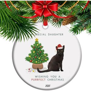 Black Cat Christmas Ornament for Daughter 2025 Wishing You A Purrfect Special Daughter Keepsake Cat Lover Holiday Decor (C2)