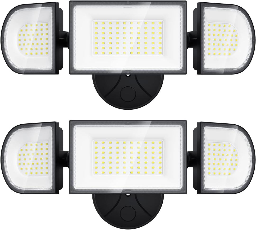iMaihom 100W LED Flood Light Outdoor, 9000LM Super Bright Security Lights, IP65 Waterproof Exterior Floodlight, 3 Adjustable Heads, 6500K Daylight White Light for Yard Garage Playground (2 Pack),Black