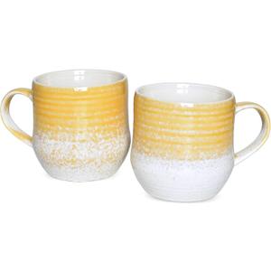 Bosmarlin Large Ceramic Coffee Mugs Set of 2, 17 Oz, Yellow Big Tea Cup for Office and Home, Dishwasher and Microwave Safe (Yellow, 2)