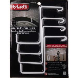 HyLoft Add-On Storage Hook Accessory for HyLoft Model-540 Ceiling Rack, 00212, 4 Count, White