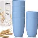 Wrova Wheat Straw Cups 6 PCS Good Alternative to Plastic Reusable Cups 20 oz Unbreakable Drinking Cup Reusable Dishwasher Safe Water Plastic Glasses Sky Blue