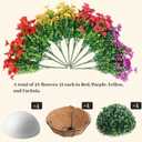 4 Set Artificial Faux Hanging Plants Flowers Basket for Summer, UV Resistant Artificial Flowers, Artificial Outdoor Flowers Hanging Basket, Front Porch Garden Patio Home Decor