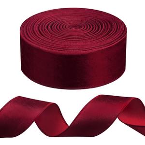 WILLBOND 50 Yards 2.5 Inch Christmas Velvet Wired Ribbon Fabric Decorative Ribbon for DIY Craft Bows Wreath Gift Wrapping Christmas Holiday Wedding Indoor Outdoor(Burgundy)