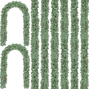 CQURE 90Pcs Eucalyptus Garland,Artificial Eucalyptus Leaves Table Greenery Garland Wreath Vines for Wedding Party Table Fireplace Bedroom Wall Decor