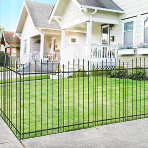 FOREHOGAR Metal Garden Fence 42 in H x 12 ft L, 6 Panels + 7 Stakes Border Dog Fence Panels Animal Barrier, No Dig Garden Fencing for Yard Patio Flower Bed Lawn Outdoor, Arch Black