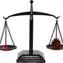 Vintage Style Small Metal Libra Jewelry Towers, Display Tray Cosmetic Organizer Storage, Lawyer Scale of Justice, Farmhouse Candleholder (Black)