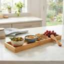 Bam & Boo Natural Bamboo Serving Tray Modern Rectangular (Bamboo, 19.1 x 5.25" x 1.2") for Food, Drinks, Decor, Vanity in Home, Kitchen, Bathroom, Coffee Table, Bed