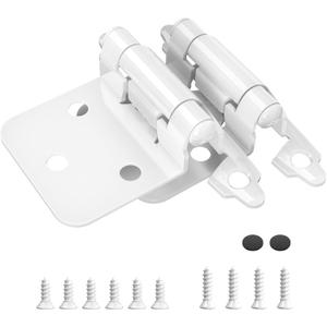 Chibery 1/2" Overlay Cabinet Hinges, 50 Pack Self Closing Flush Mount Hinges with Door Bumper, Variable Decorative Hardware for Bathroom, Furniture, Kitchen Cabinet Doors, White