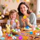 Beser 318 pcs filled Easter Eggs with Toys Easter Egg Fillers 100 pack Easter egg with 218 Toys inside Small Toys for Easter Eggs Filled Easter Basket Stuffers Favors for Kids Toddlers Boys Girls