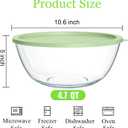 4.7 Qt Extra Large Glass Mixing Bowls, Clear Glass Bowl with Lid, Big Salad Bowl for Salad Fruit Bread Storage