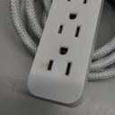 GE 3-Outlet Power Strip Surge Protector 8 Ft Braided Extension Cord with Multiple Outlets Grounded Flat Plug ETL Listed White 38433