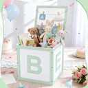 Novabright Wooden Baby Shower Box New Baby Crate Closet for Pregnancy New Parent Party Decorations with Letters Shower Gifts Basket Party Blocks Backdrop for Boys and Girls(Sage Green)