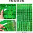 Square Tinsel Curtain Party Backdrop - 5pcs Glitter Foil Fringe Curtain Party Decor Green Photo Booth Backdrop Streamers for Halloween, Christmas, Birthday, Graduation, Wedding Party Decorations