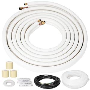 25 Ft Mini Split Line Set Air Conditioning Copper Tubing Pipe Extension 1/4" & 3/8" PE Thickened for AC and Heating 9000BTU