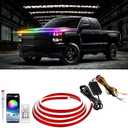 DREAMIZER 71" 12V RGB Car LED Lights Exterior Flexible Hood Light Strip,IP68 Waterproof Dynamic Car LED Strip Light with Turn Signal for Cars Truck SUV,APP Control