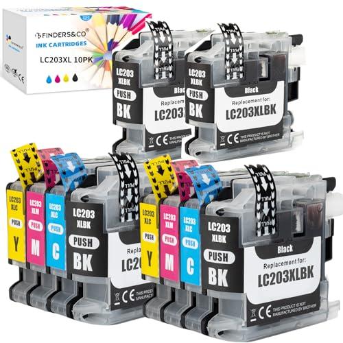 F FINDERS&CO LC203 Ink Cartridges for LC201 LC201XL LC203XL Ink to Work with MFC-J460DW MFC-J480DW MFC-J485DW MFC-J680DW MFC-J885DW Printer (4BK 2C 2M 2Y, 10 Pack)