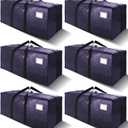 6 Pack Heavy Duty Extra Large Moving Bags W/Backpack Straps - Strong Handles & Zippers, Storage Totes For Space Saving, Fold Flat, Alternative to Box and Bin (40 gal, Blue)