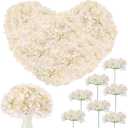 Zeyune 200 Pcs Artificial Hydrangea Flowers Bulk, Champagne Silk Hydrangea Heads with Stems for Wedding Centerpieces Bouquets DIY Floral Arrangements Table Decor Party Home Decorations