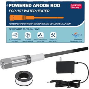 Anode Rod for Hot Water Heater Powered Titanium Anode Rod Suitable for 40-89 Gallon Water Tanks24 Hour Odor Elimination, Stops Corrosion, Universal Fit Except NOT Compatible with Bradford White