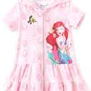 Disney Princess Frozen Stitch Marvel Minnie Girl Swim Cover Up Terry Cloth Swimsuit Coverup Zip-up Bathing Suit Wrap Hooded, 4-5Y