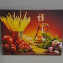 Kitchen Wall Decor Canvas Art, Colorful Ingredient Vegetable and Fruit Canvas Print for Dining Room Decor, Vintage Condiment Picture Kitchen Framed Painting for Restaurant Decor (12x18 Inches) (18L" x 12W")