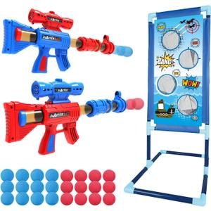 YEEBAY Shooting Game Toy for Age 6, 7, 8,9,10+ Years Old Kids, Boys - 2pk Air Guns & Shooting Target & 24 Foam Balls - Ideal Gift - Compatible with Toy Guns, 10 X 3.2 X 0.8 Inches