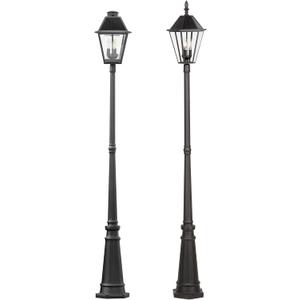 LUTEC Outdoor Solar Lamp Post Light with Motion Sensor, Dusk to Dawn Waterproof Pole Light with Three Modes, Exterior Vintage Black Solar Powered Street Light Fixtures for Garden, Patio, Pathway, Yard